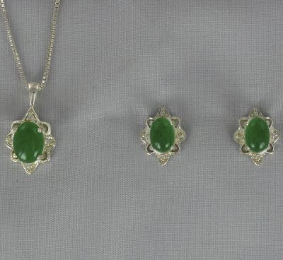 Jade Pendant and Earring Set