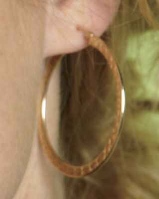 Gold Diamond Cut Flat Hoops