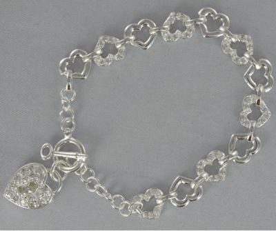 Personalized Heart Link Crystal Bracelet