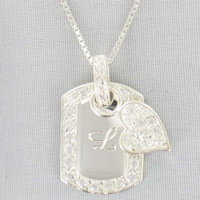 Personalized Dog Tag Heart Pendant