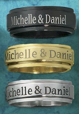 Stainless Steel Personalized Spinner Ring