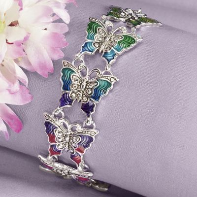 jeweltone butterfly link bracelet