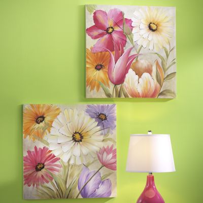 Set de 2 pintado a mano Bouquet impresiones