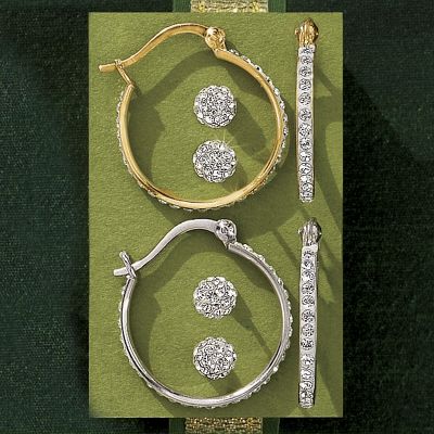 Crystal Ball Post And Hoops Set