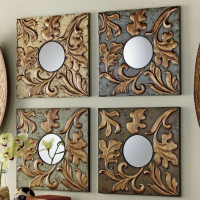 4 piece Gold Leaves Mirror Set
