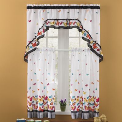 Set de cortinas, dise�o de mariposas, 3 pzs