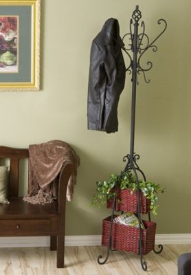 Hall Tree With Rattan Storage