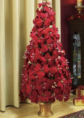 Fiber Optic Poinsettia Tree