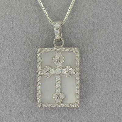 Cross Pendant Sterling Silver Mother of Pearl