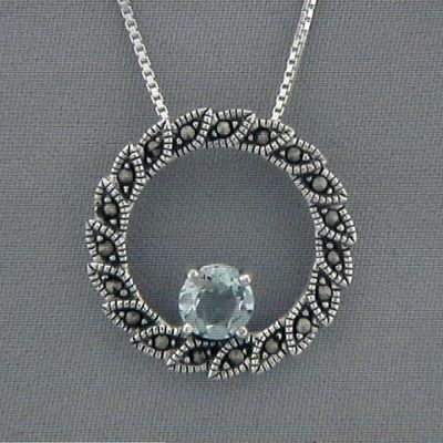 Pendant Sterling Silver Marcasite Round