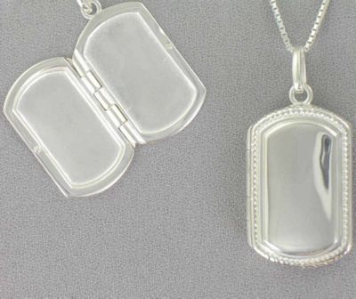 Dog Tag Locket Sterling Silver