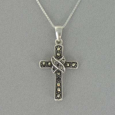 Cross Pendant Sterling Silver Marcasite