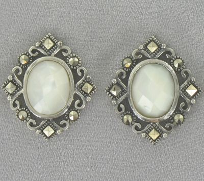 Earrings Sterling Silver Marcasite