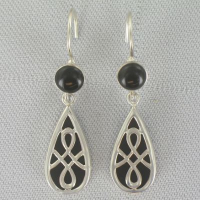 Earrings Sterling Silver Onyx