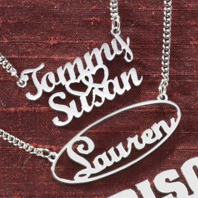 Oval Necklace Stainless Steel Name Script