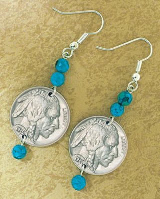 Buffalo Nickel Turquoise Earrings