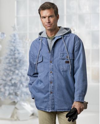 Fleece Lined Denim Hooded Sweatshirt