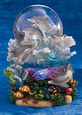 Frolicking Dolphins Lighted Musical Globe