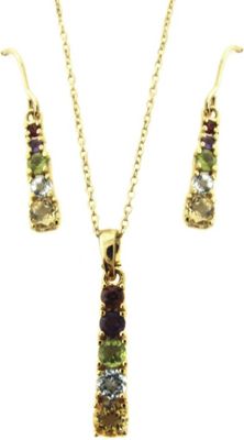 Gemstone Bar Pendant And Earrings