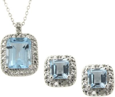 Pendant and Earrings Blue Topaz