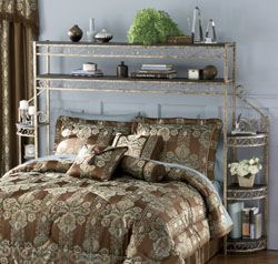 Scrolled Headboard With Shelves