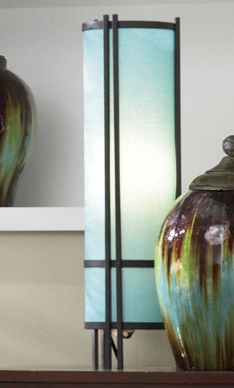 Turquoise Column Table Lamp