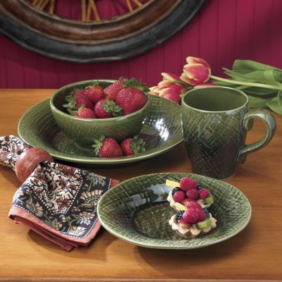 16 Piece Asian Fabric Dinnerware Set