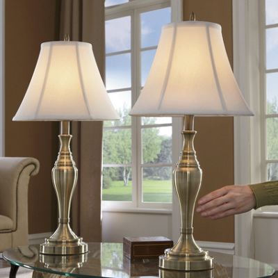 Set Of 2 Satin Gold Touch Table Lamps