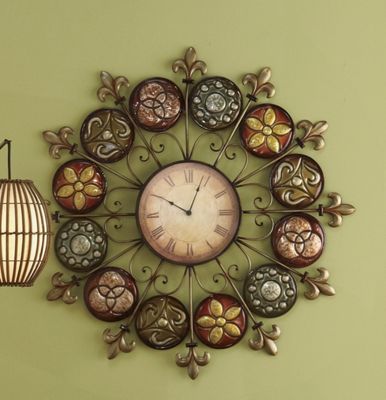 Metal Fleur De Lis Clock