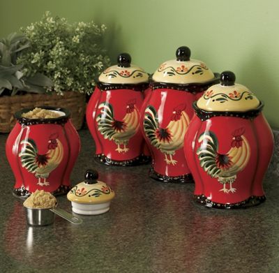 4 piece Rooster Canister Set