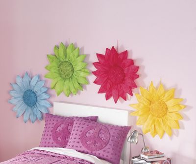 Decoraci�n Flower Power, set de 4 pzs