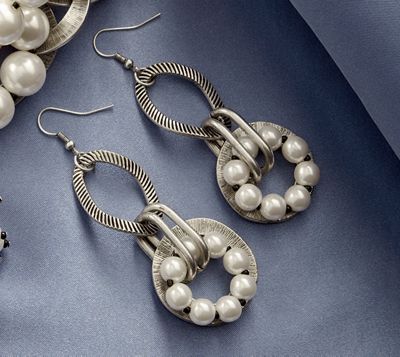 Circle And Faux Pearl Earrings