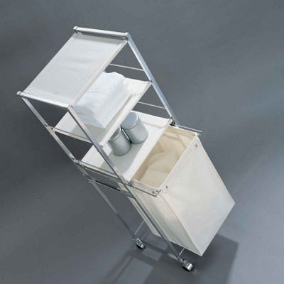 Estanter�a de ba�o con cesta de lienzo