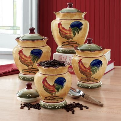 Canisters Rooster 4 Piece Set