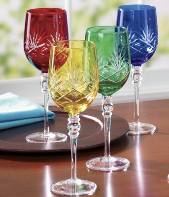 Set Of 4 Etched Goblets