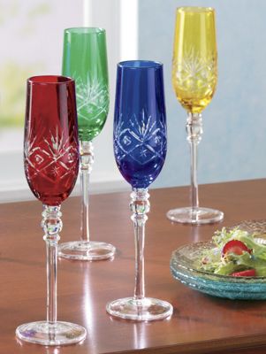 Set Of 4 Etched Flutes