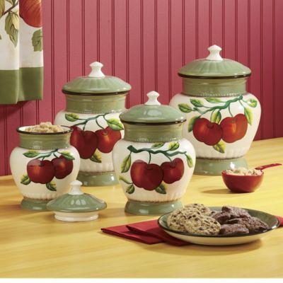 Canisters Apple On Branch 4 Piece Set