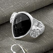 Ring Stretch Faceted Teardrop