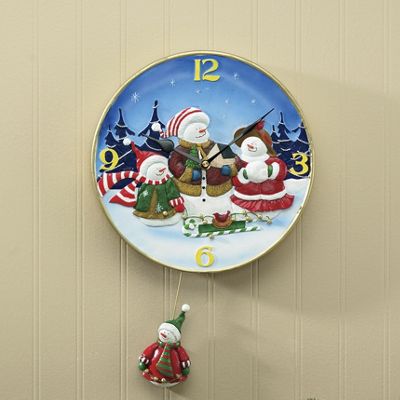 Clock Snowman Plate