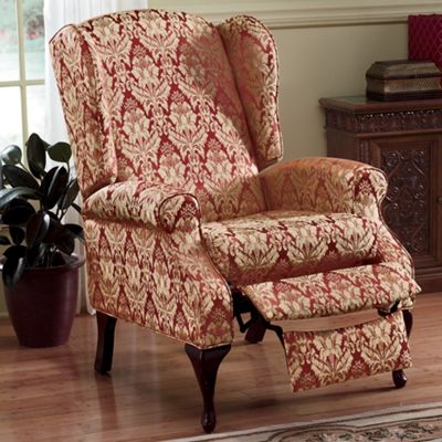 patterned wingback recliner