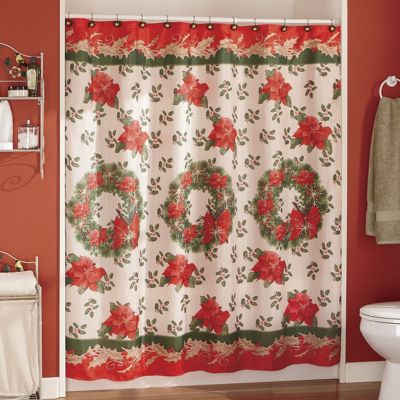 Christmas Wreath Shower Curtain Set