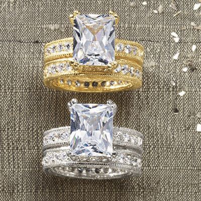 Rectangle round Channel Bridal Set