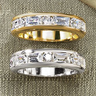 Round emerald Anniversary Band