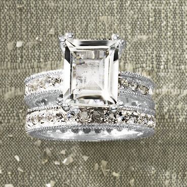 Emerald round Channel Bridal Set