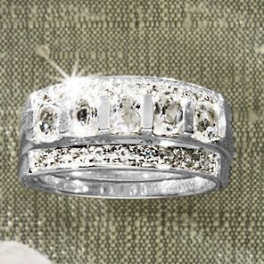 2 pc Round oval Anniversary bridal Band Set