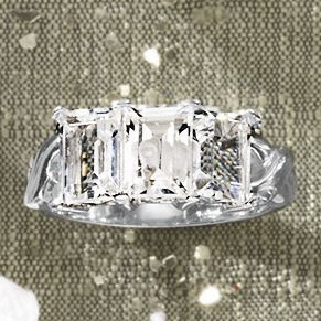 3 stone Emerald cut Ring
