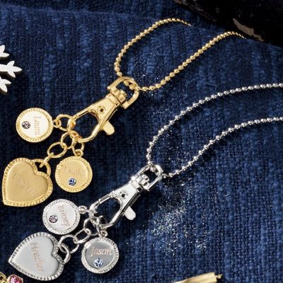 Birthstone name Heart Clasp Family Pendant