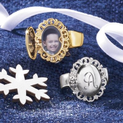 Initial locket Stretch Ring
