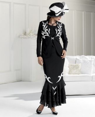 Zebra Trim Suit and Flyaway Bow Hat By Tally Taylor