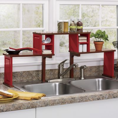 oak top sink shelf organizer